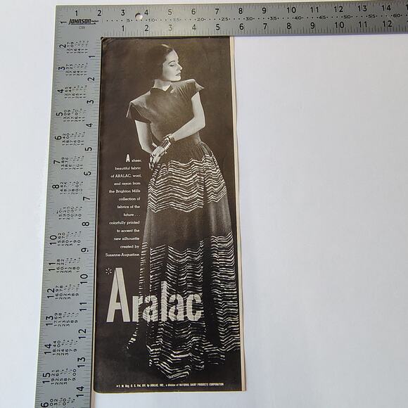 1946 Aralac Fashion Print Ad Zigzag Skirt Model Pose Midcentury Style Ephemera - Picture 3 of 9